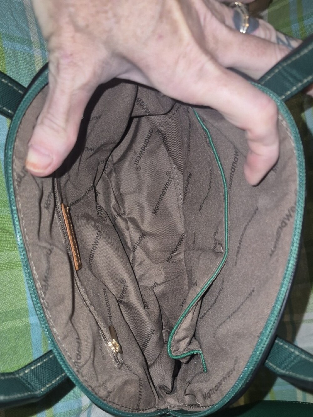 "HOT SALE" Montana West Forest Green and Dark Green Two-Piece Shoulder Bag Set - Picture 5 of 8